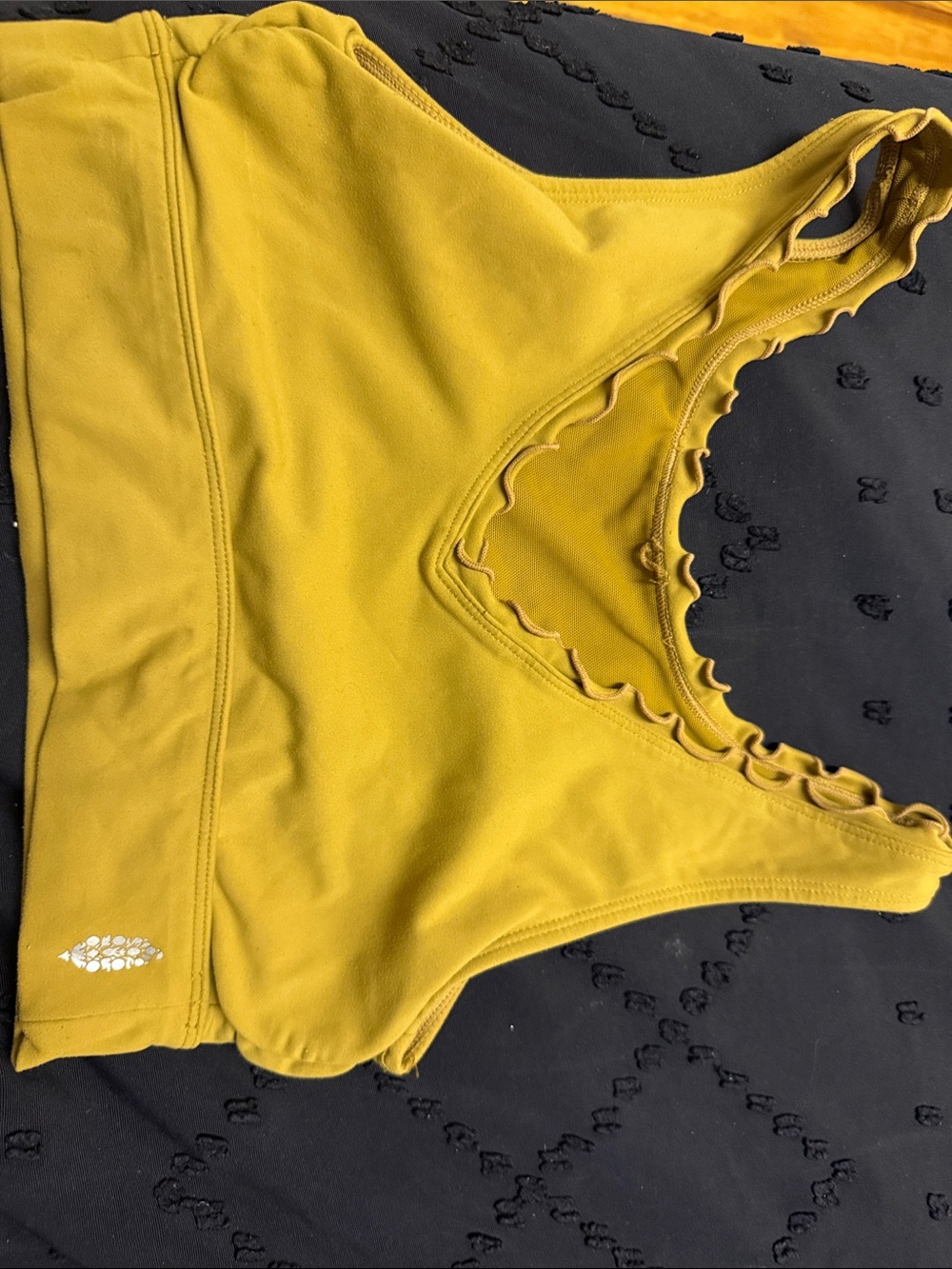 Mustard Yellow Scallop Edge Sports Bra free people